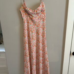 Princess Polly Orange and White Spaghetti Strap Sundress